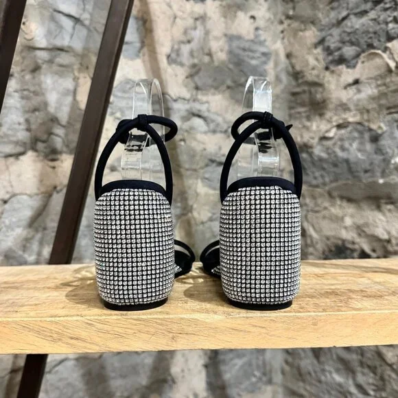 Alexander Wang Black Dahlia Rhinestone Embellished Wedge Sandals - Picture 6 of 12